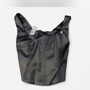 Aritzia Black Satin Crop Top